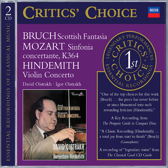Mozart: Sinfonia Concertante/Bruch: Scottish Fantasia; Hindemith: Violin Concerto