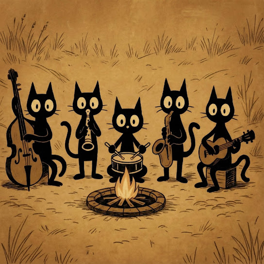 Black Cats by the Bonfire: Deep Bass Jazz for Calm & Creative Work